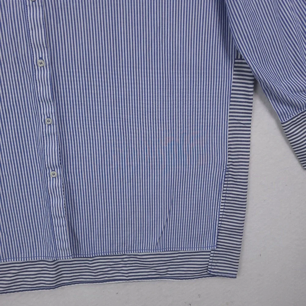 Free People Top Tunic Size Large Striped Oversized Button Up Relaxed Minimalist - Picture 15 of 16